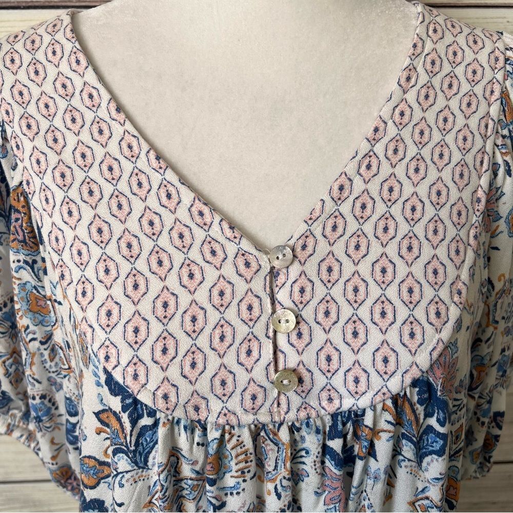 Lucky Brand White Paisley Floral Patterned Cottagecore Maxi Dress - Picture 3 of 11